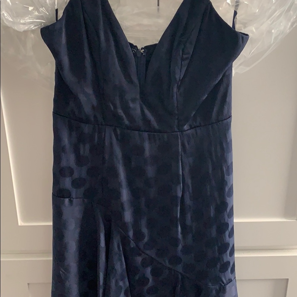 Navy spaghetti strap dress high low